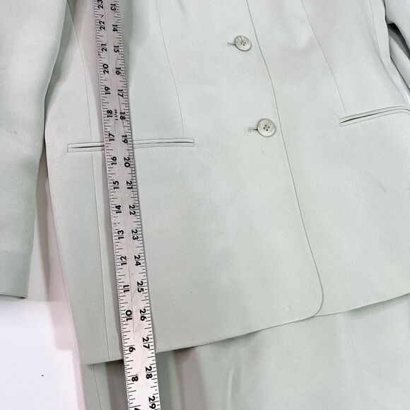 Talbots Skirt Suit Womens 8 Jacket Blazer Blue Pure Silk Career - Picture 3 of 16